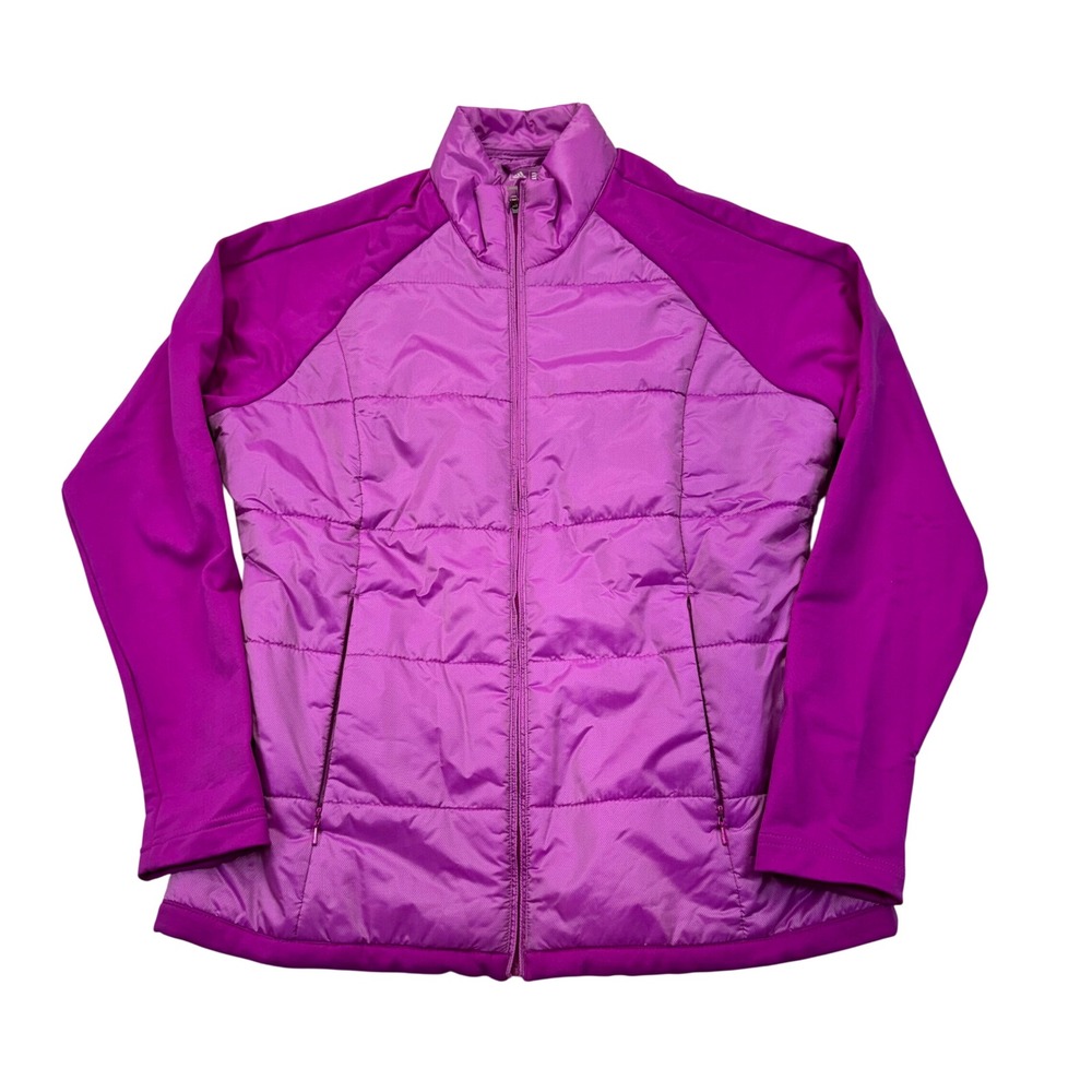 Adidas Golf ClimaProof Purple Quilted Hybrid Full Zip Jacket Womens Small